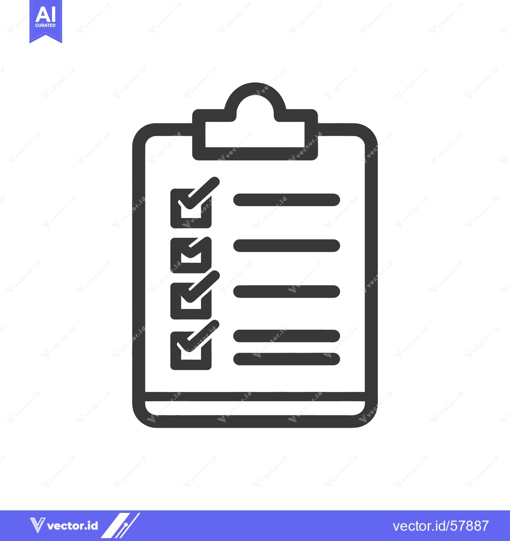 Premium Vector dari Completed Checklist Icon: Dark Gray Clipboard with Checkmarks and Line