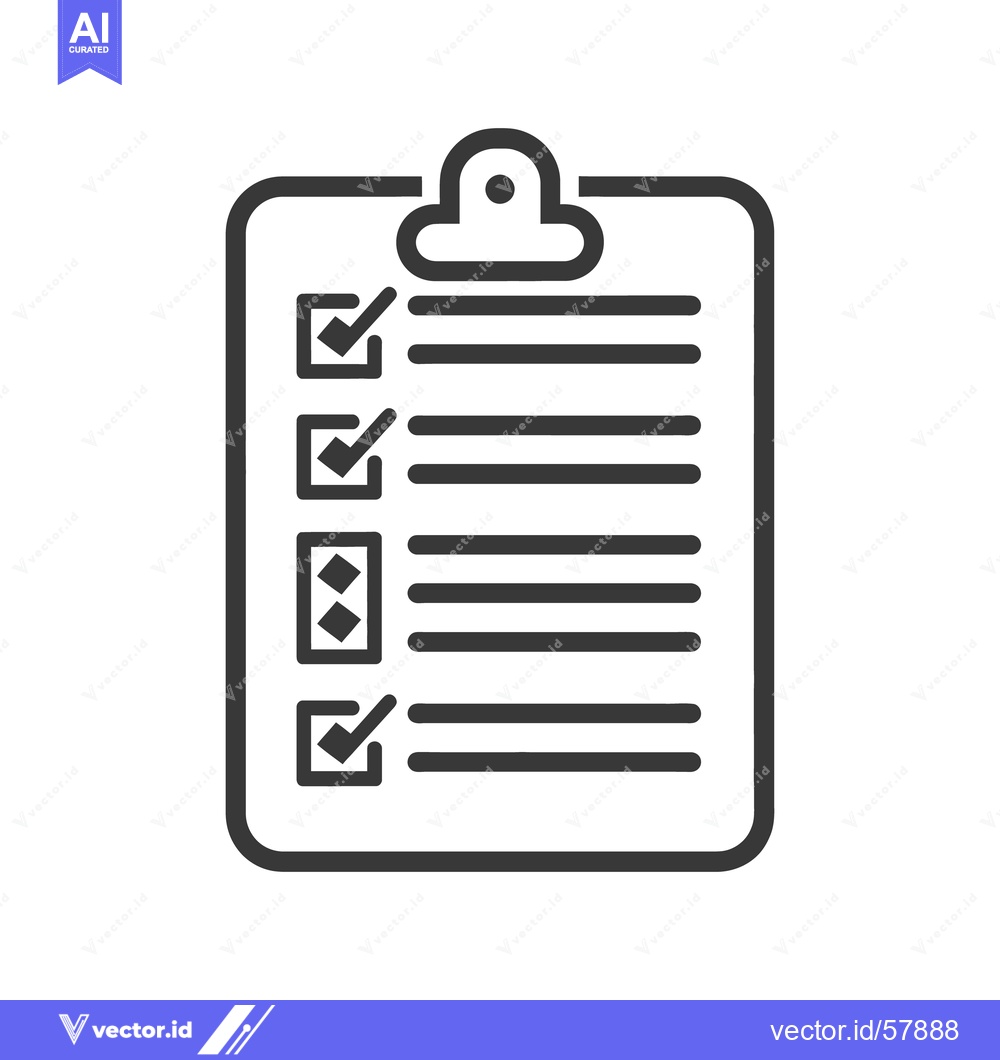 Premium Vector dari A black and white drawing of a checklist on a clipboard