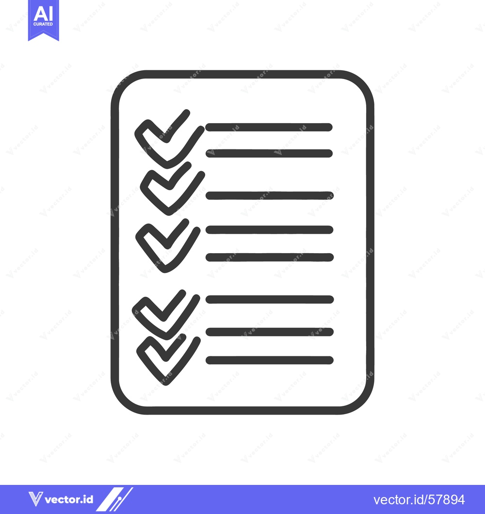 Premium Vector dari A stylized black and white icon of a completed checklist