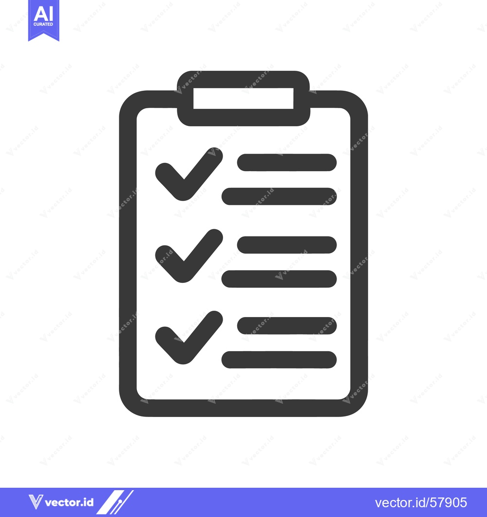 Premium Vector of Completed Checklist Icon: Dark Gray Clipboard with Three Checkmarks