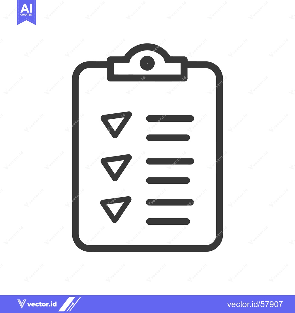 Premium Vector dari Minimalist Clipboard Icon with Checkmarks and Lines on White Backgroun