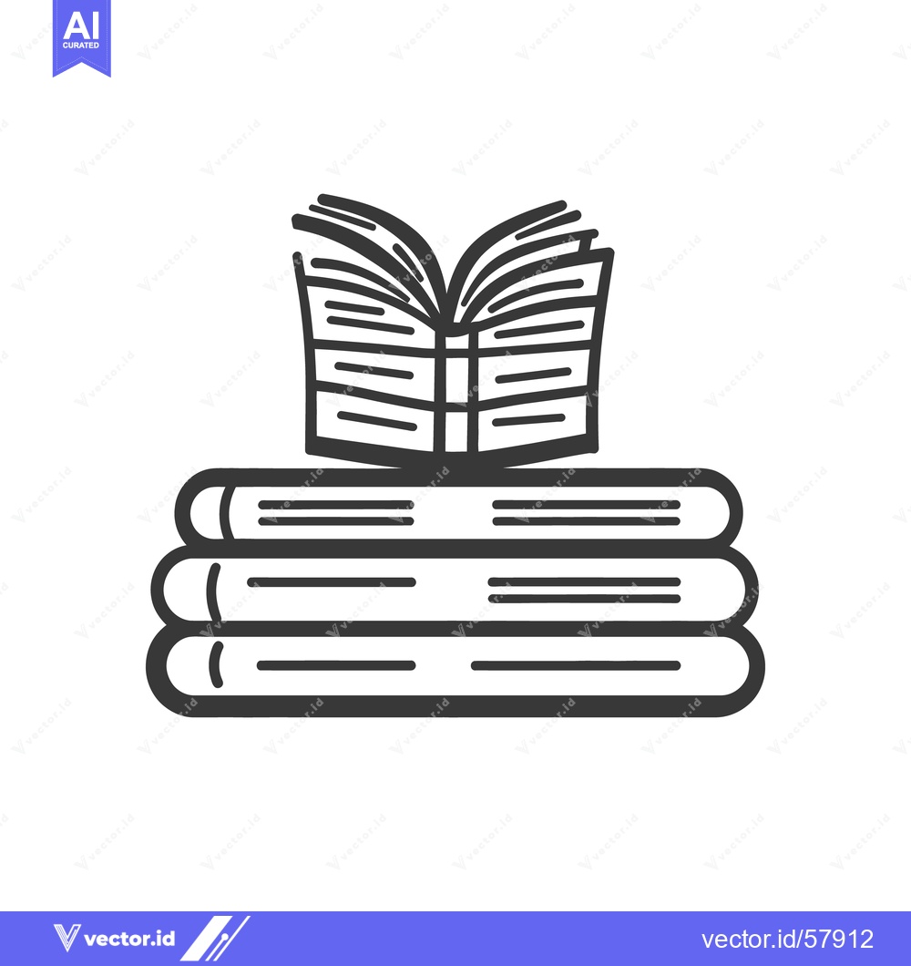 Premium Vector dari An open book rests upon a stack of three closed books