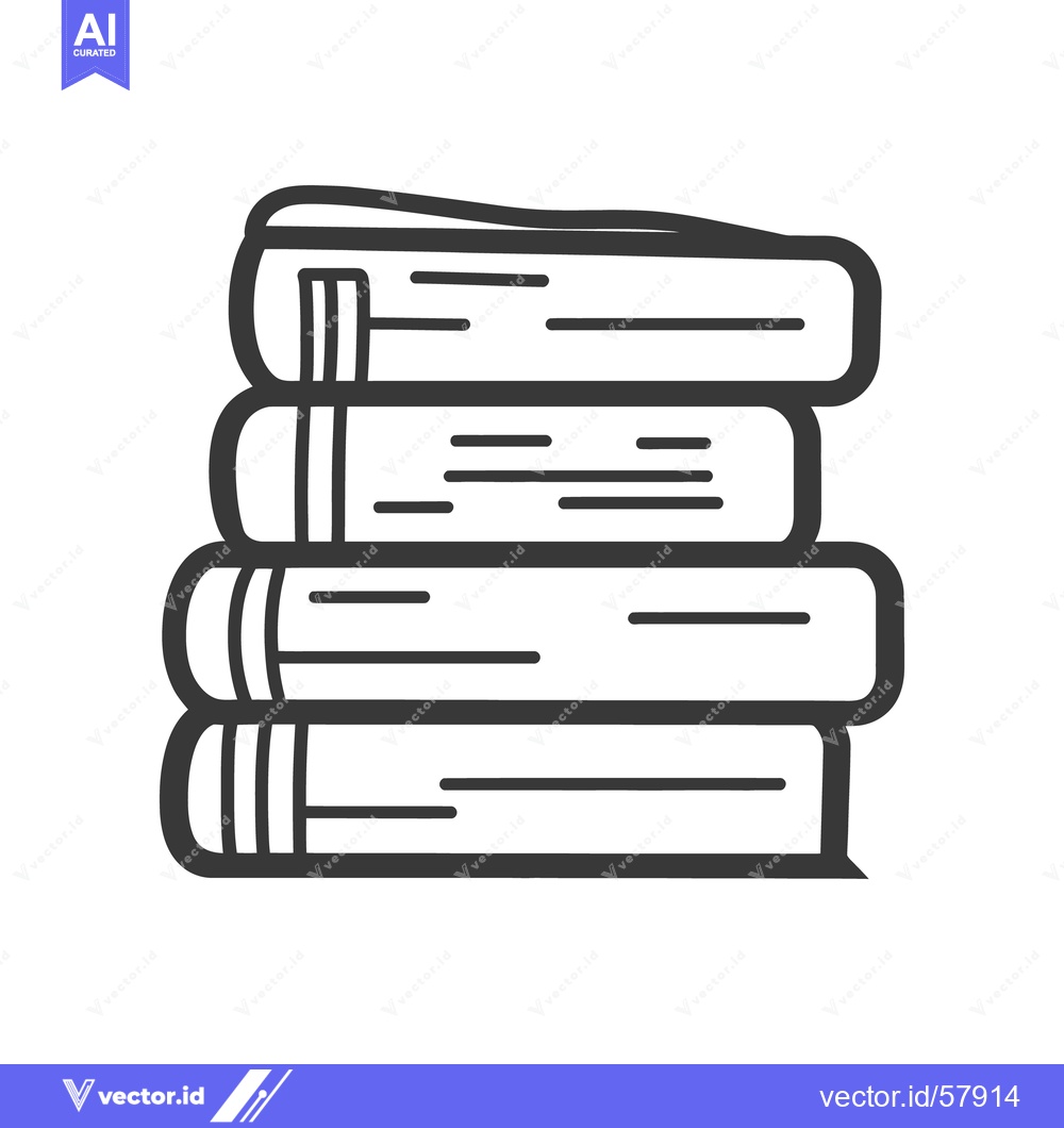 Premium Vector of A stylized black and white illustration of stacked books