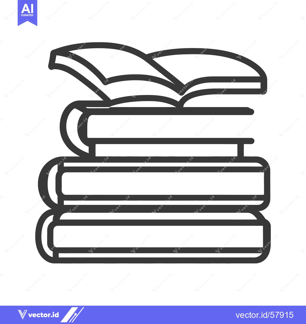 Premium Vector dari A Stack Of Books With One Partially Opened At The Top