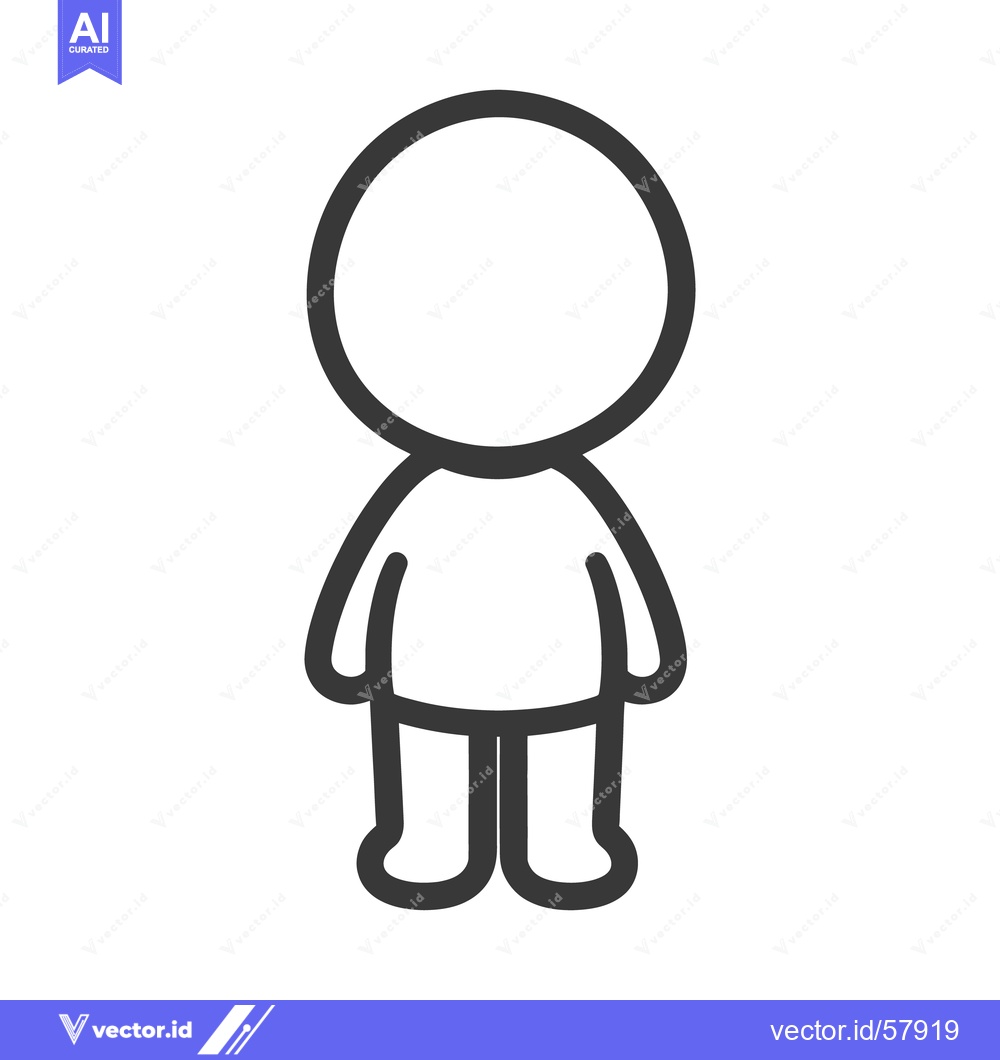 Premium Vector of Simple outlined cartoon character of a standing humanoid figure