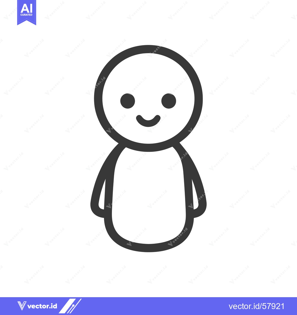 Premium Vector of A simple cartoon character with a smiling expression is illustrated he