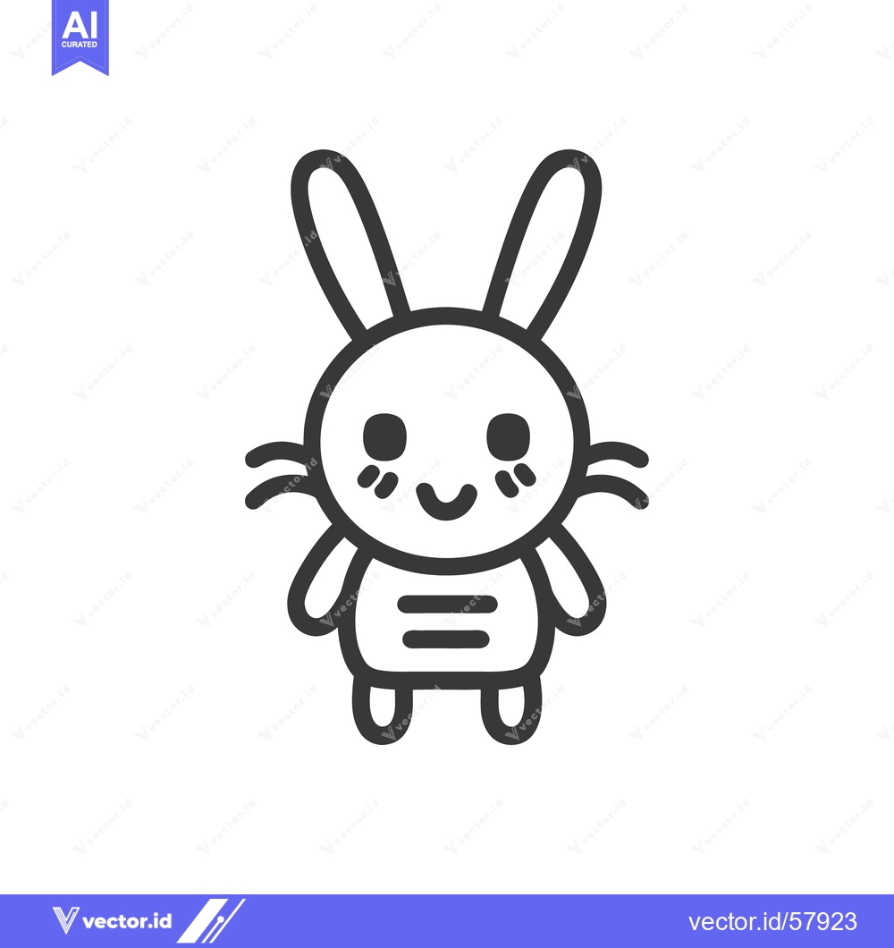 Premium Vector dari A happy cartoon illustration showing an adorable stylized rabbit chara