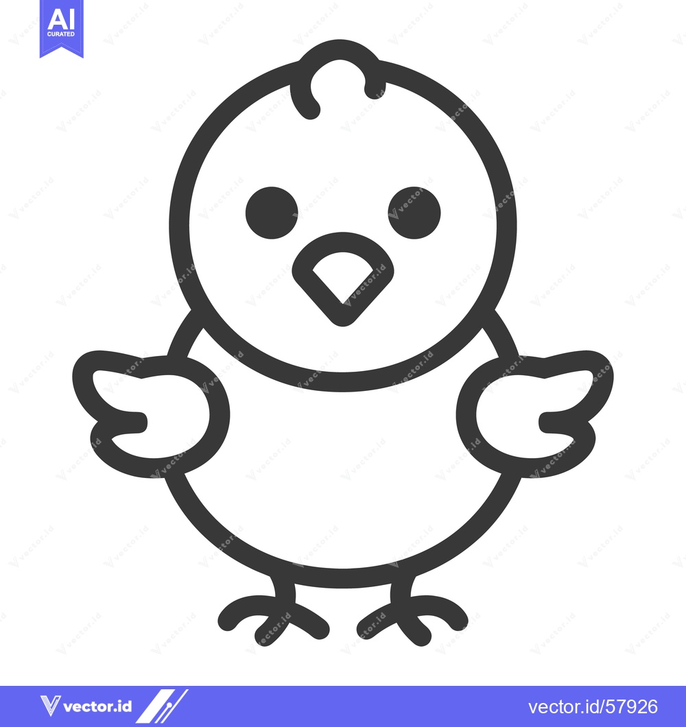 Premium Vector dari A simple black and white illustration of a cute little chick