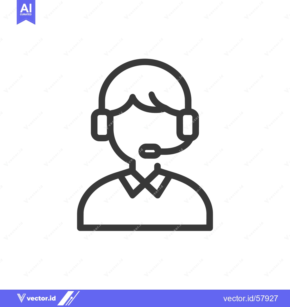 Premium Vector dari Minimalist Customer Service Icon: Headset-Wearing Representative in Bo