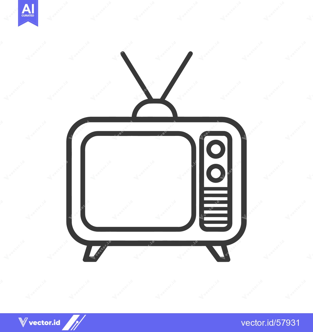 Premium Vector dari Retro Television Icon: Bold Outline, Antennae, and Classic Design