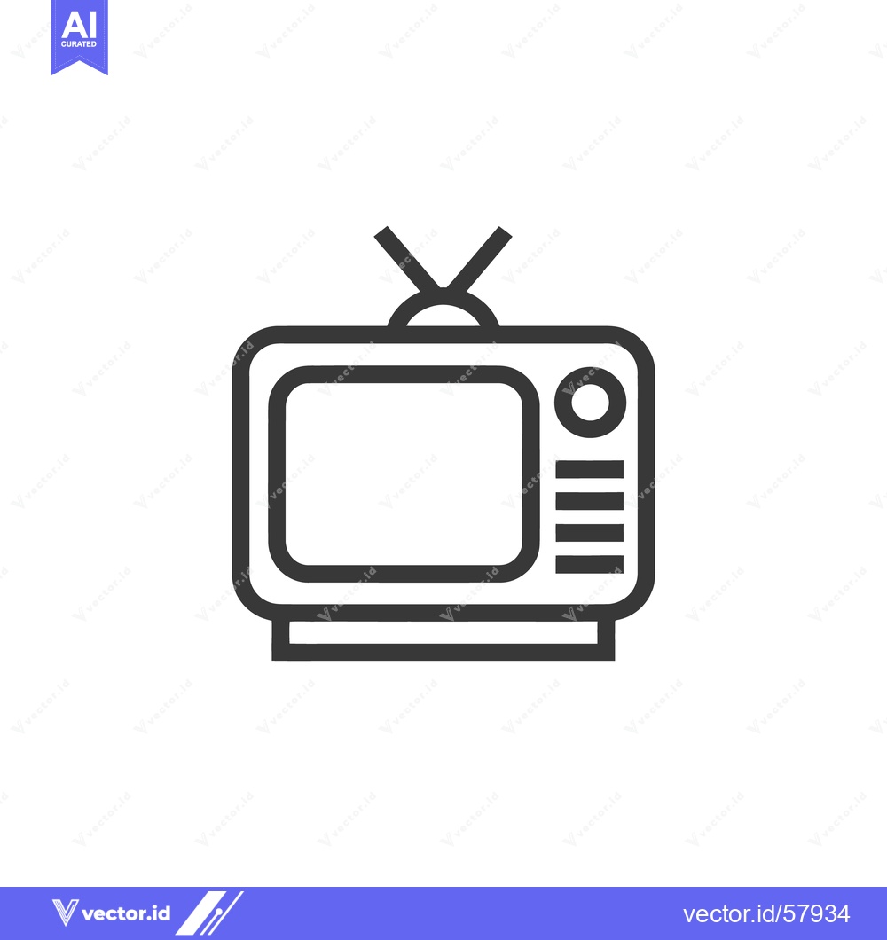 Premium Vector dari Retro Television Icon: Minimalist Design with Antenna and Buttons