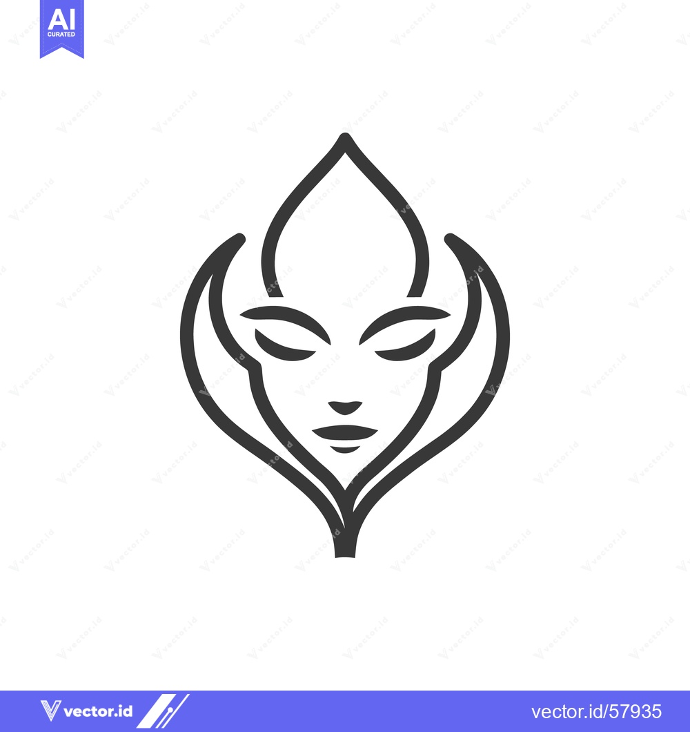 Premium Vector dari Minimalist Woman Face Logo Design with Leaf-Like Hair and Closed Eyes