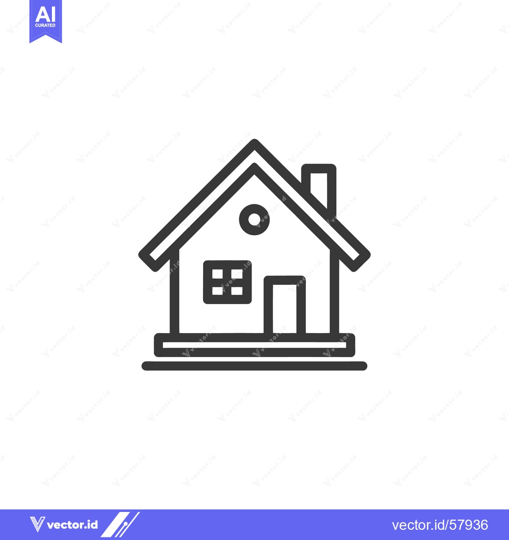 Premium Vector of Minimalist House Icon: Simple Line Art with Chimney and Window Detail