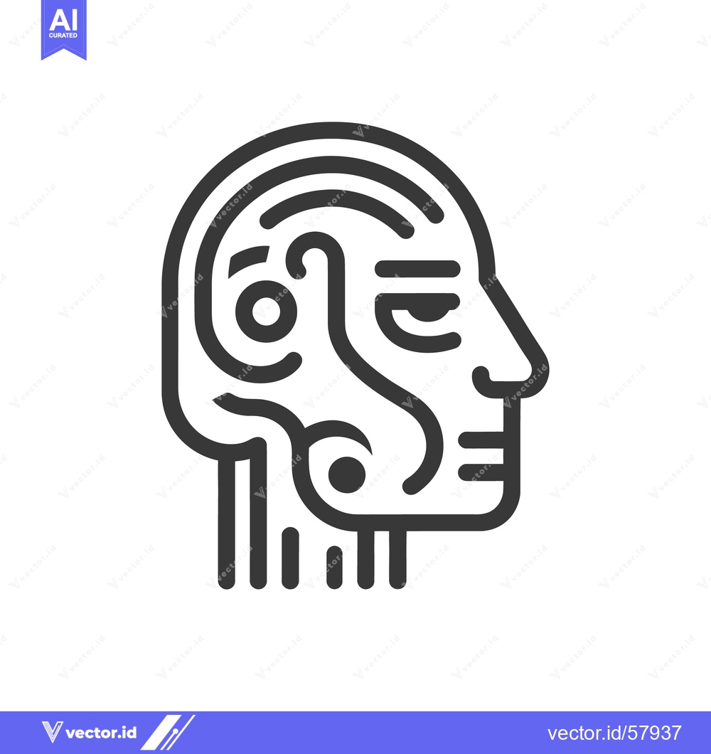 Premium Vector dari Minimalist Robot Head Icon: Futuristic AI, Bold Line Art Design
