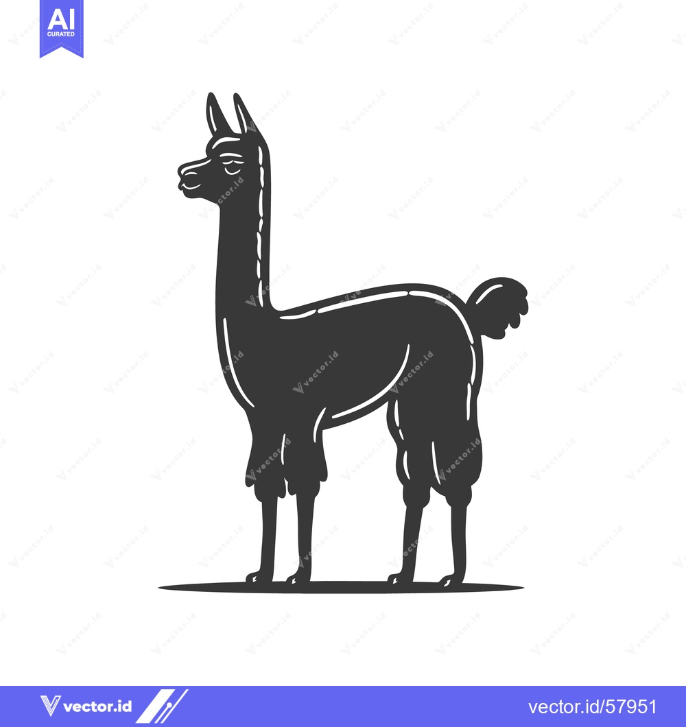 Premium Vector dari A monochrome silhouette of a standing llama creature on white