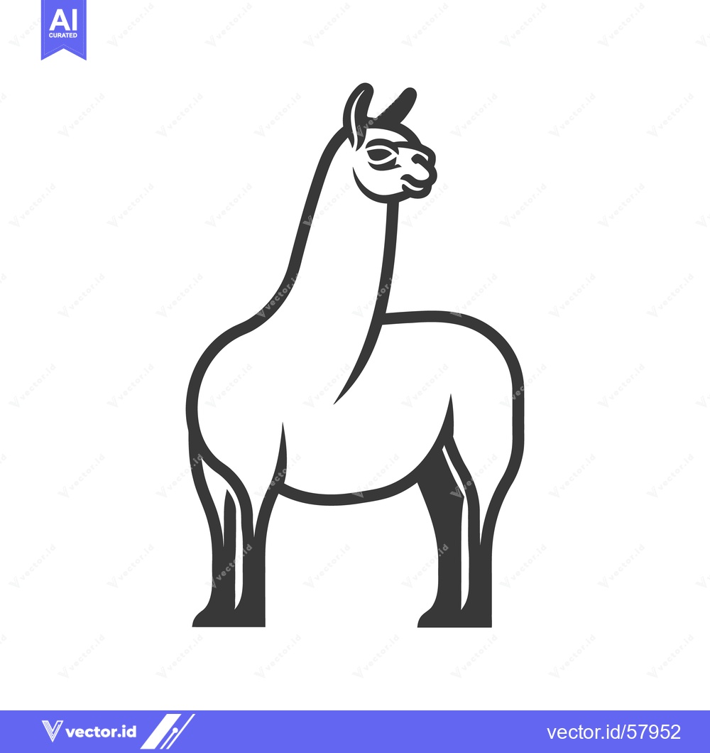 Premium Vector dari A stylized outline illustration of a standing llama animal