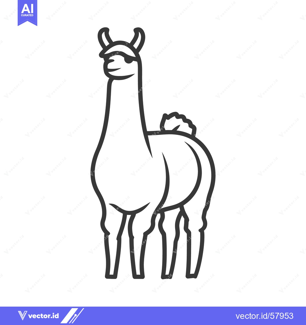 Premium Vector of A simplified vector illustration depicting a standing llama animal
