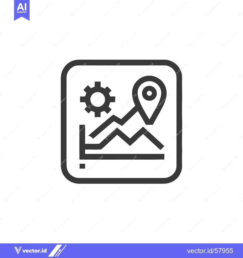 Premium Vector dari Data Analysis Icon: Gear, Graph, and Location Pin in Rounded Square