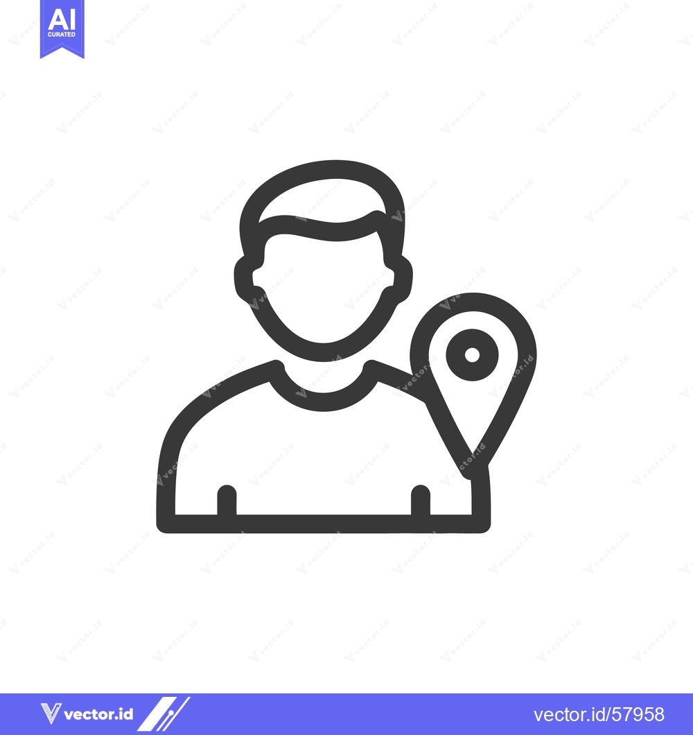 Premium Vector dari User Location Icon: Person with Map Pin, Minimalist Design