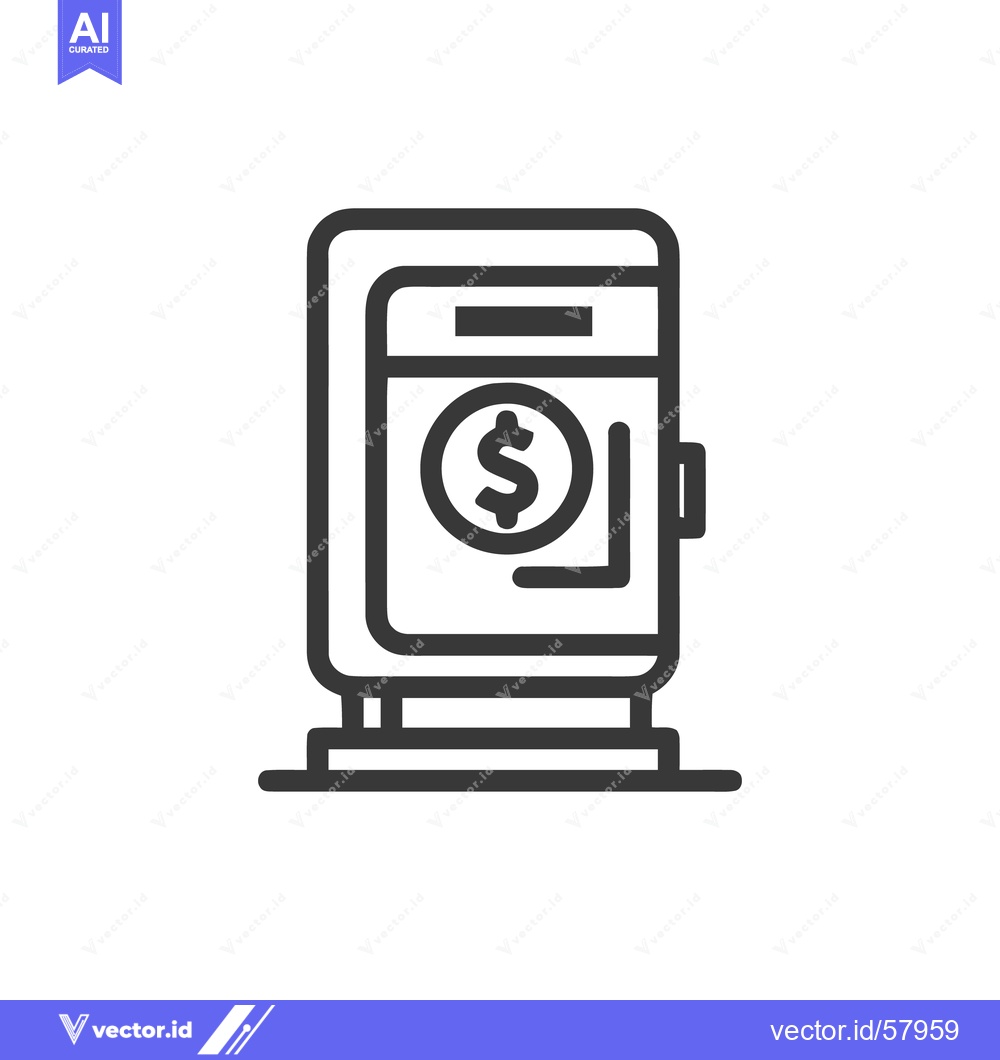 Premium Vector of Minimalist ATM Icon: Bold Outline, Dollar Symbol, Financial Access