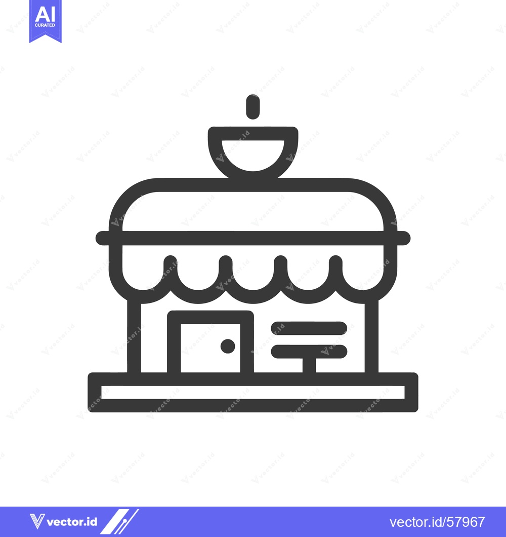 Premium Vector dari Minimalist Storefront Icon with Awning and Signage Detail