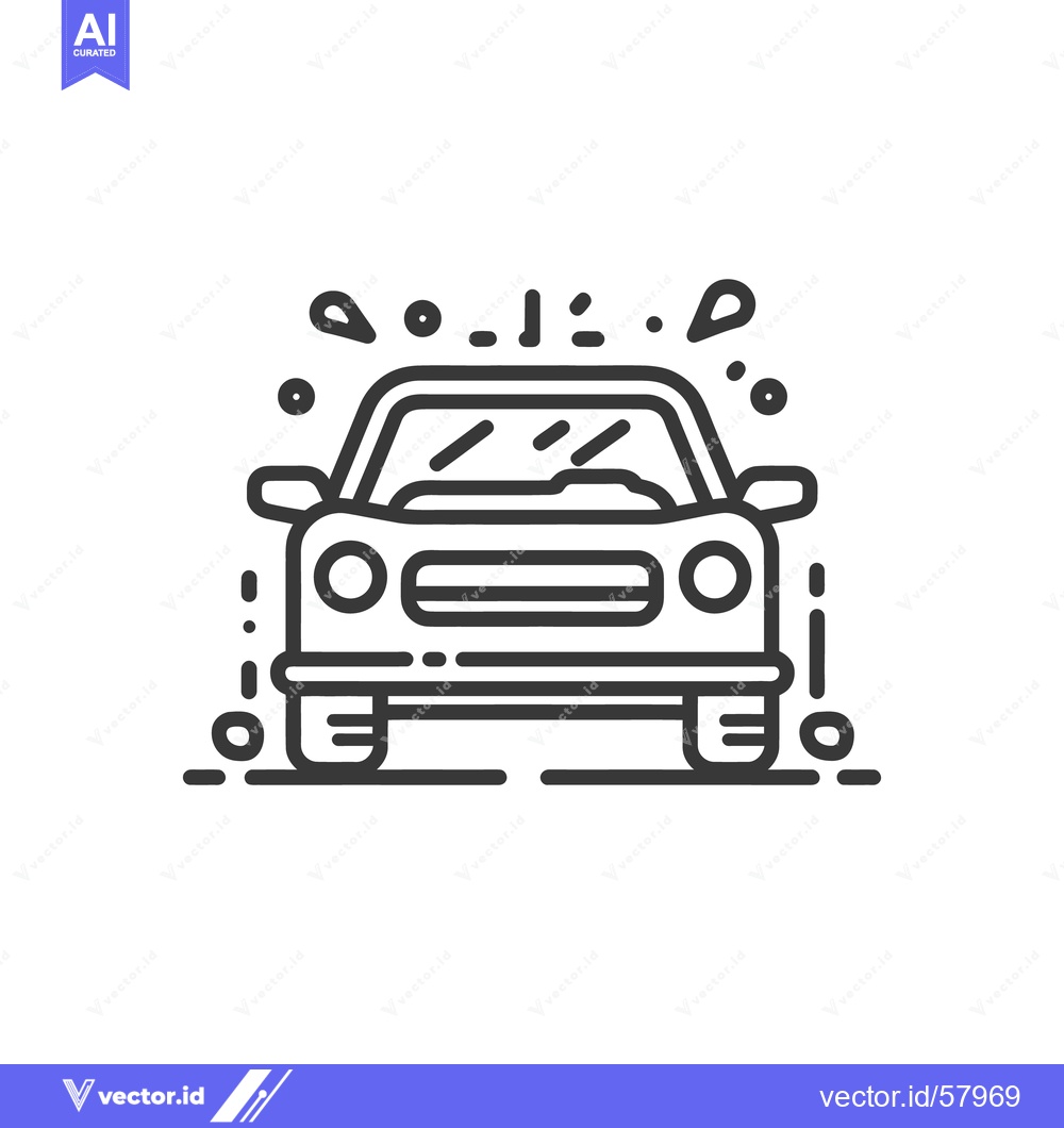 Premium Vector of Car Wash Icon: Modern Vehicle with Bubbles, Cleanliness Concept, Line