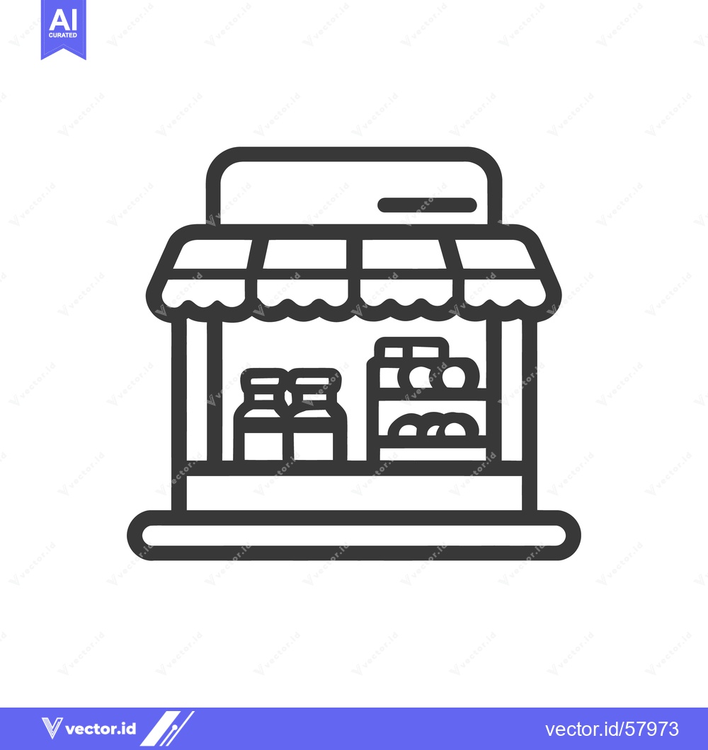 Premium Vector dari Minimalist Market Stall Icon with Jars and Goods Displayed