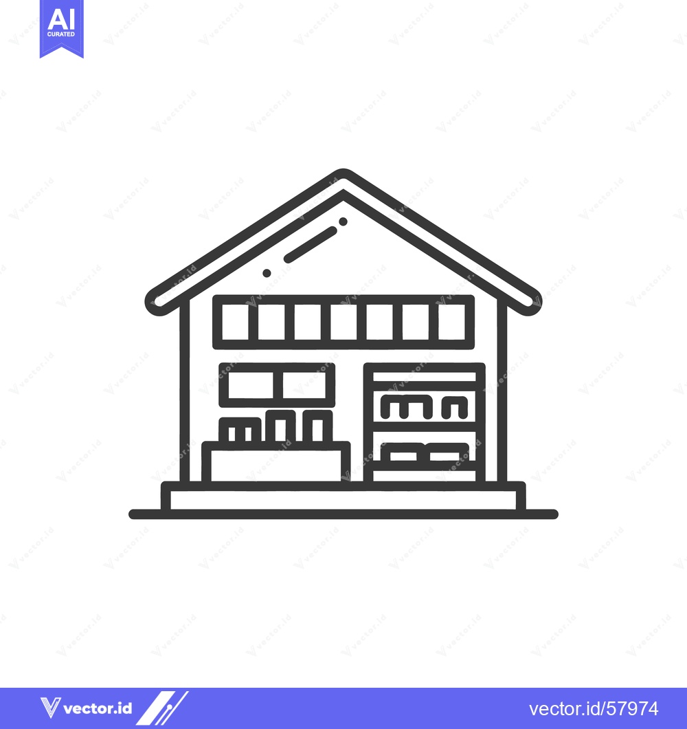 Premium Vector dari Minimalist Storefront Icon: Two-Story Building with Display Windows an