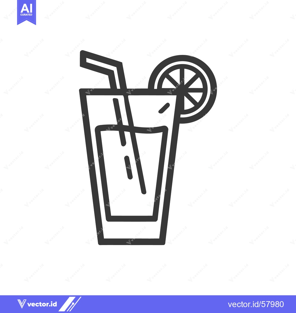 Premium Vector dari Minimalist Icon of Refreshing Drink with Lemon Slice and Straw