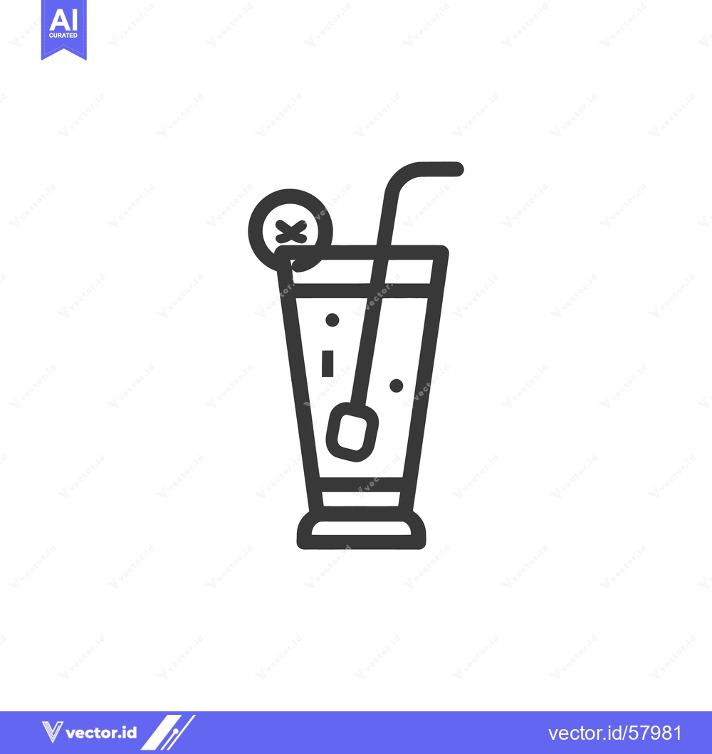 Premium Vector dari Minimalist Line Art: Refreshing Drink with Lemon and Straw Icon