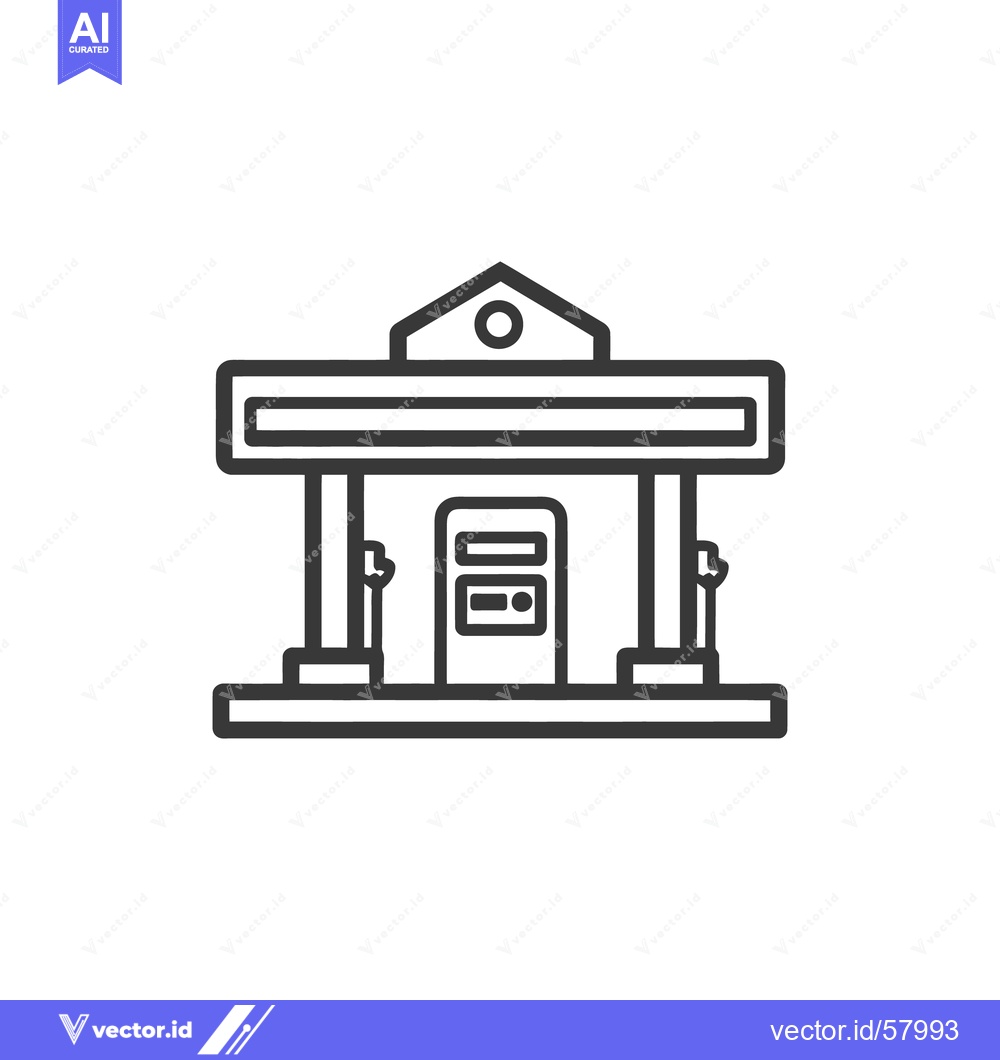 Premium Vector dari Minimalist Gas Station Icon: Clean Line Art on White Background