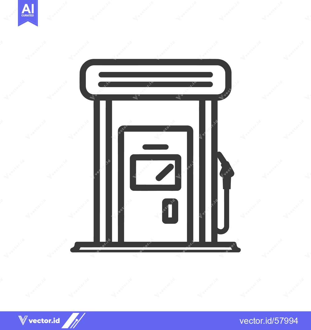 Premium Vector dari Minimalist Gas Station Icon: Fueling Station Outline on White Backgrou