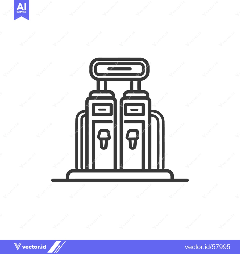 Premium Vector of Minimalist Line Art: Double Fuel Pump Icon on White Background