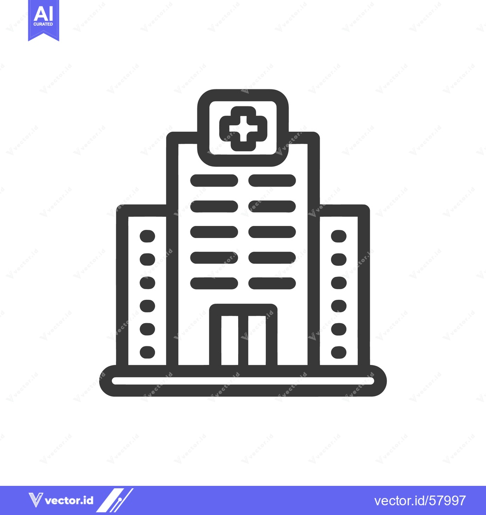 Premium Vector of Minimalist Hospital Icon: Bold Outline, Modern Design, Healthcare Symb