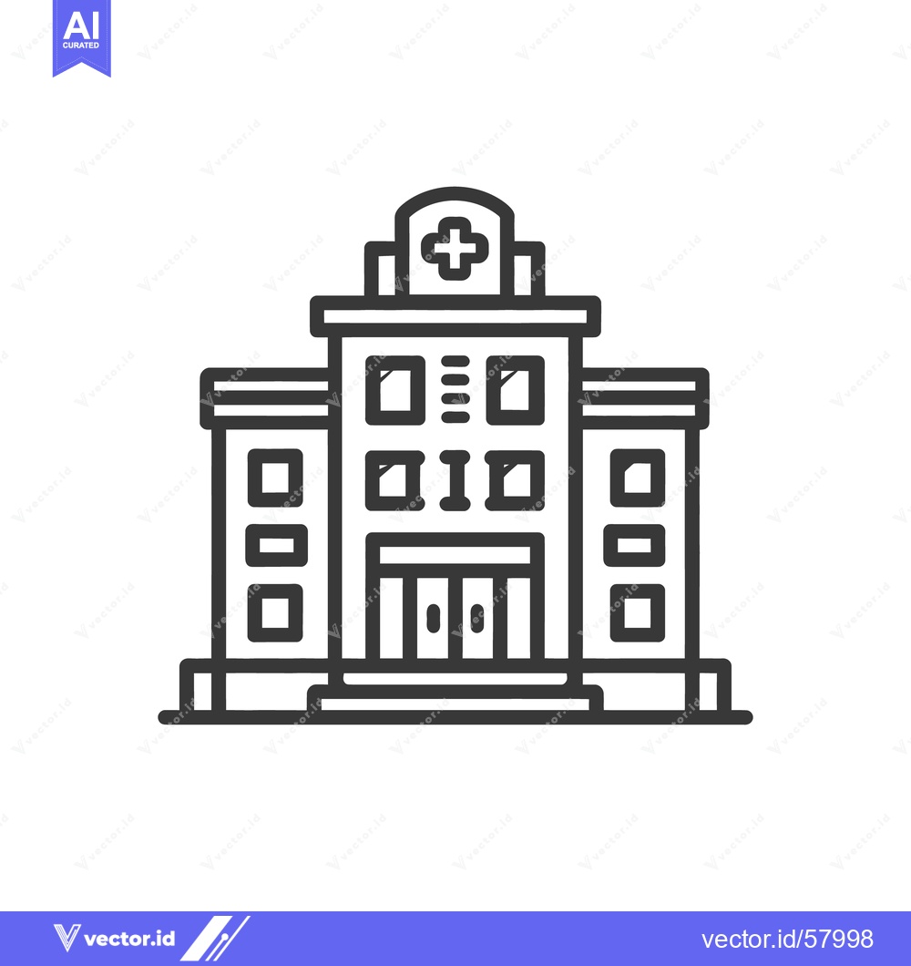Premium Vector dari Minimalist Hospital Icon: Clean Line Art, Modern Design