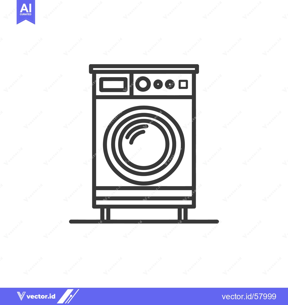 Premium Vector dari Minimalist Washing Machine Icon: Clean Laundry Appliance Outline