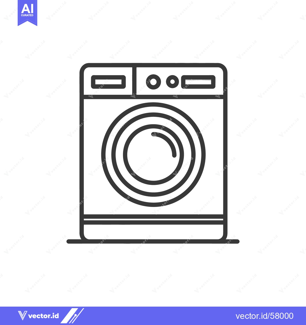 Premium Vector dari Minimalist Washing Machine Icon: Clean Laundry Appliance Illustration