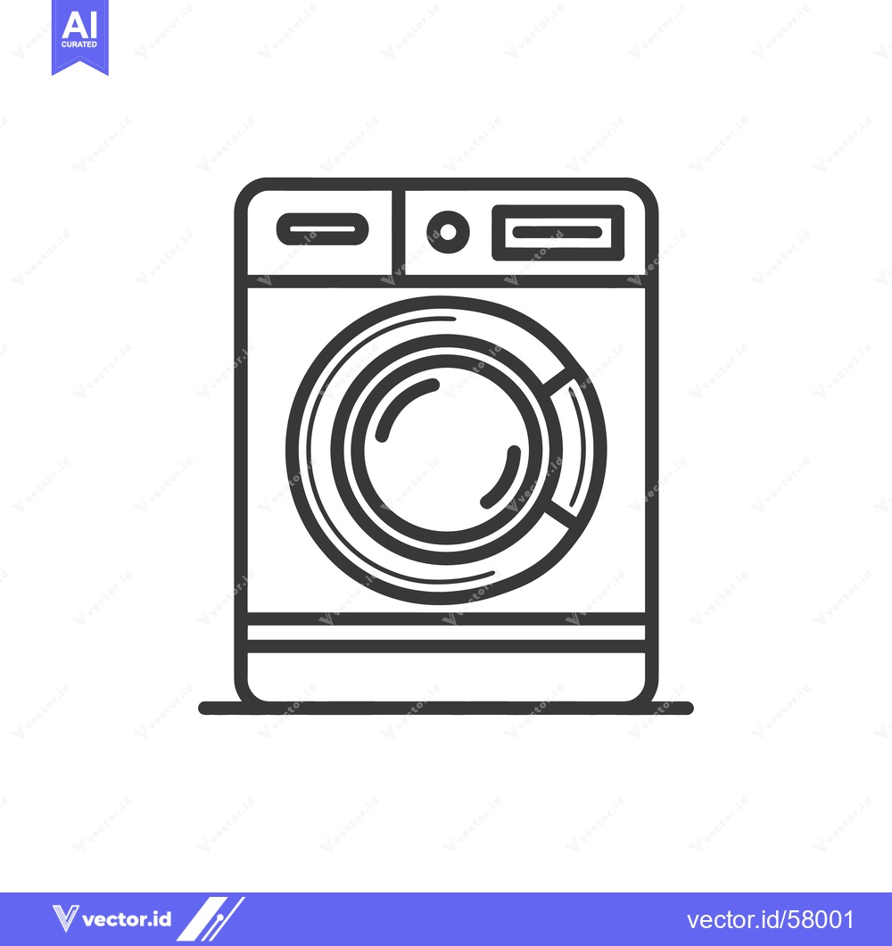 Premium Vector dari Minimalist Washing Machine Icon: Clean Laundry Appliance Outline Desig