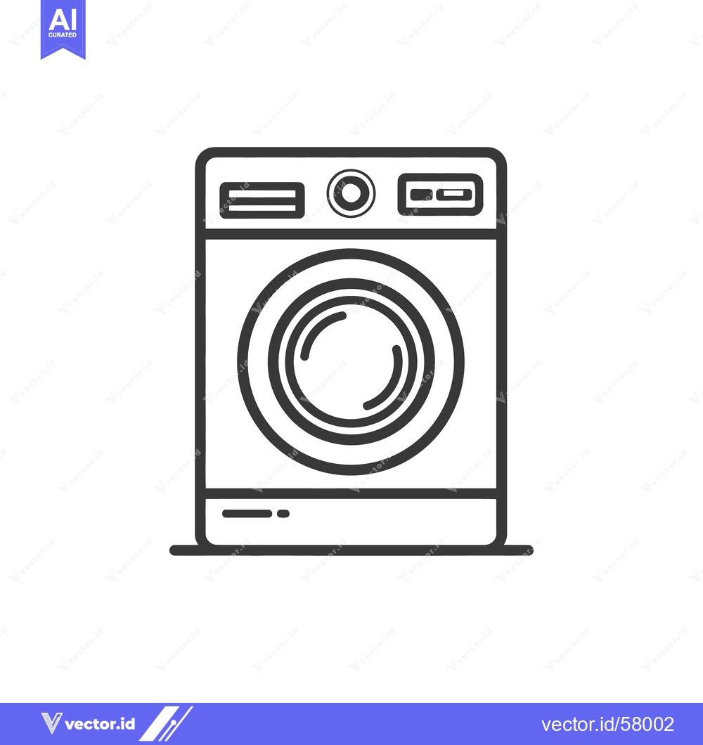 Premium Vector dari Minimalist Washing Machine Icon: Clean Laundry Appliance Outline