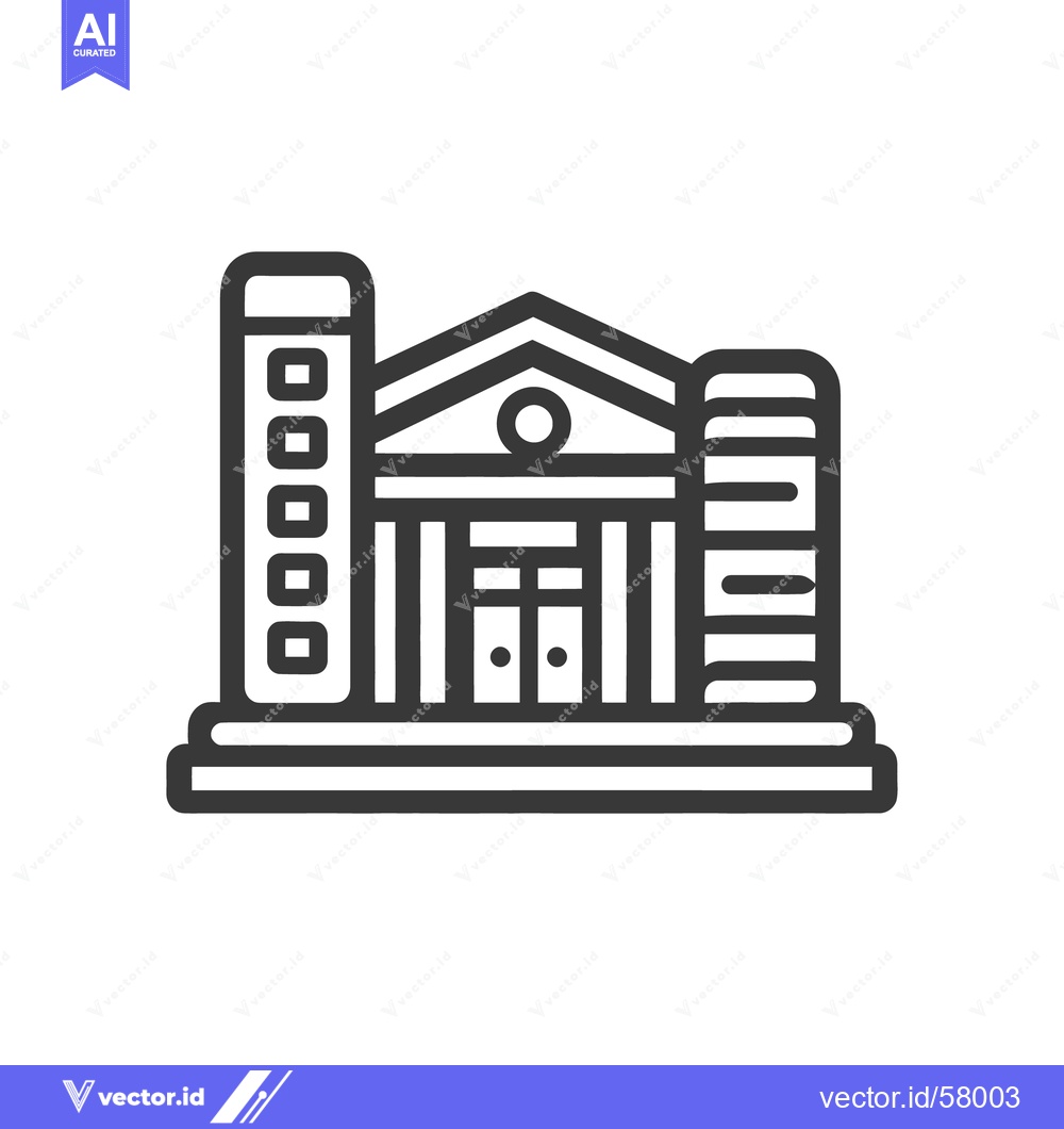 Premium Vector dari Minimalist Building Icon: Classic Architecture with Columns and Geomet