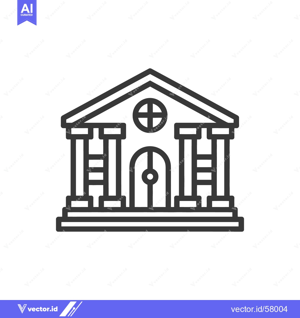 Premium Vector dari Minimalist Bank Icon: Classic Architecture with Columns and Circular W