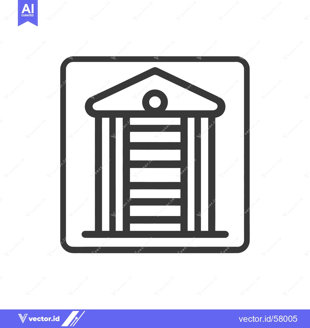 Premium Vector dari Minimalist Courthouse Icon: Bold Outline, Geometric Design in Square F