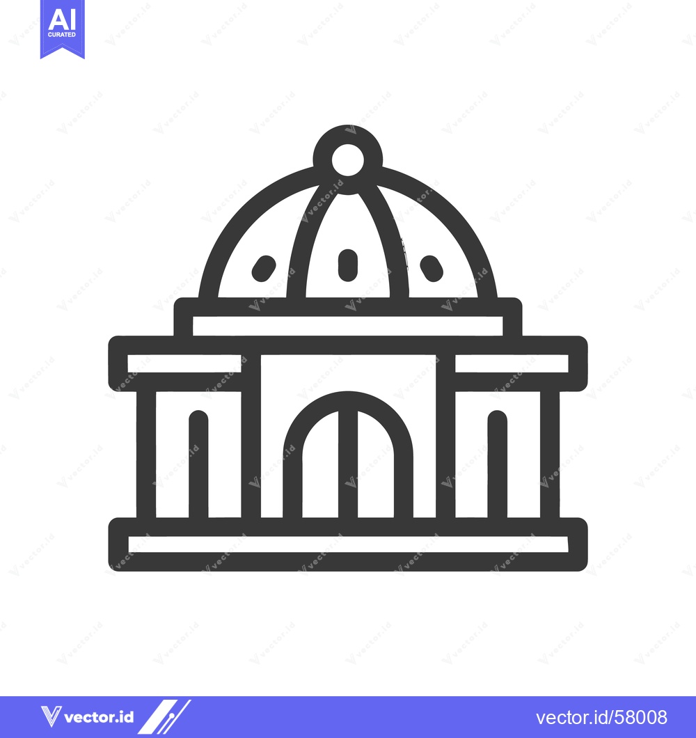 Premium Vector of Minimalist Dome Building Icon, Architectural Landmark Symbol, Vector I