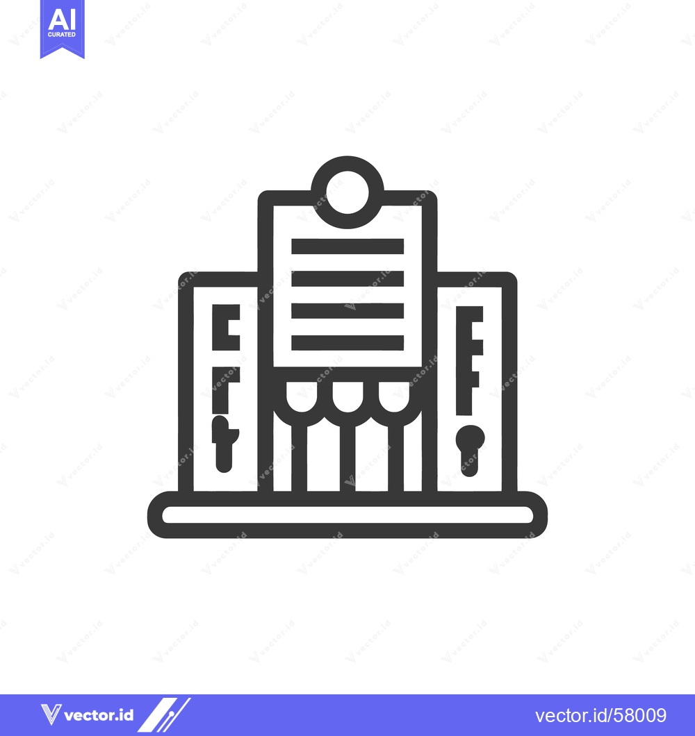 Premium Vector of Real Estate Document: Building Icon with Contract and Keyhole Detail