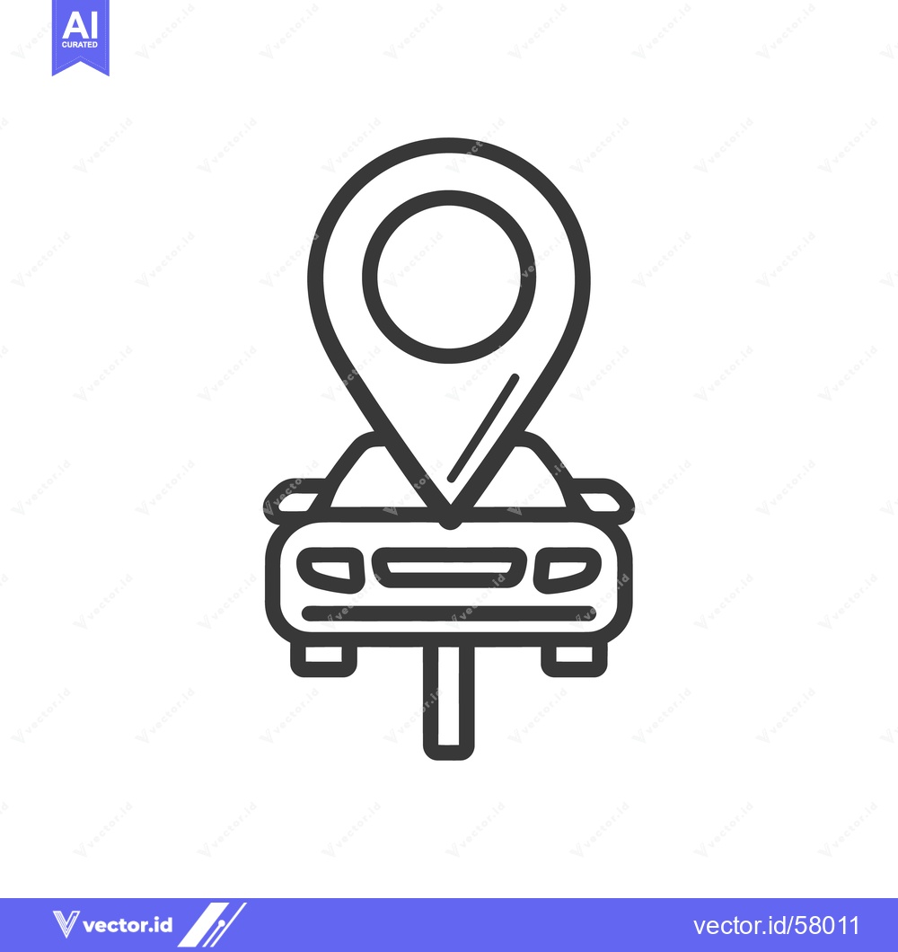 Premium Vector dari Car Location Icon: Modern Automotive Navigation Symbol in Black and Wh
