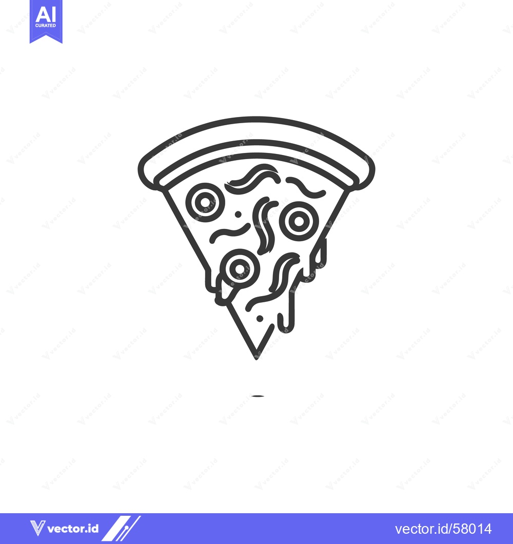 Premium Vector dari Minimalist Pizza Slice Icon with Dripping Cheese and Pepperoni Topping