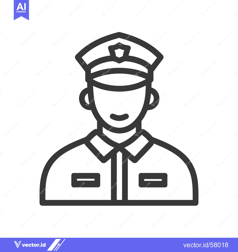 Premium Vector of Minimalist Police Officer Icon: Uniform, Authority, and Public Service