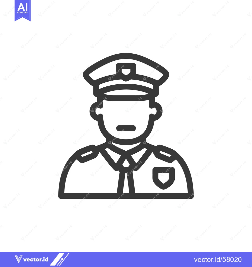 Premium Vector dari Police Officer Icon: Minimalist Line Art Depicting Law Enforcement Uni