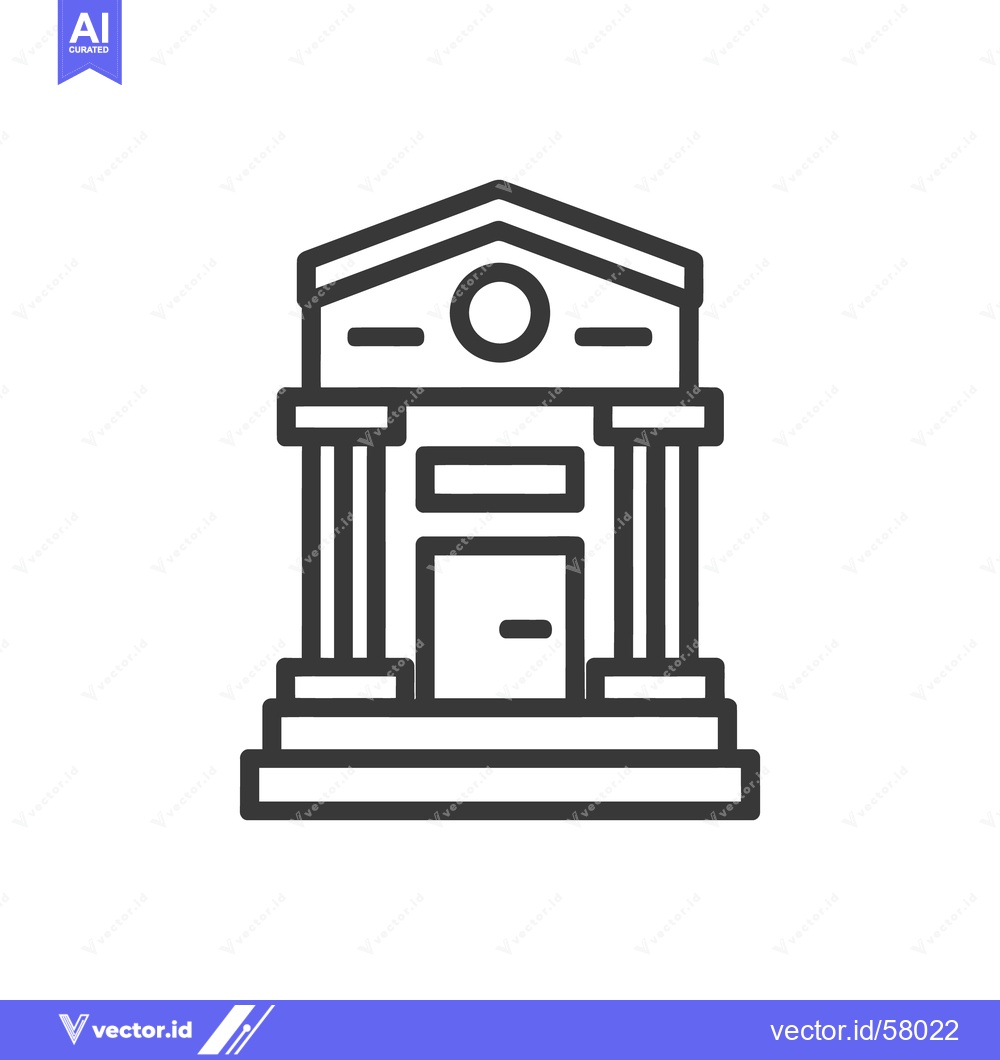 Premium Vector of Minimalist Bank Icon: Classic Architecture with Columns and Pediment