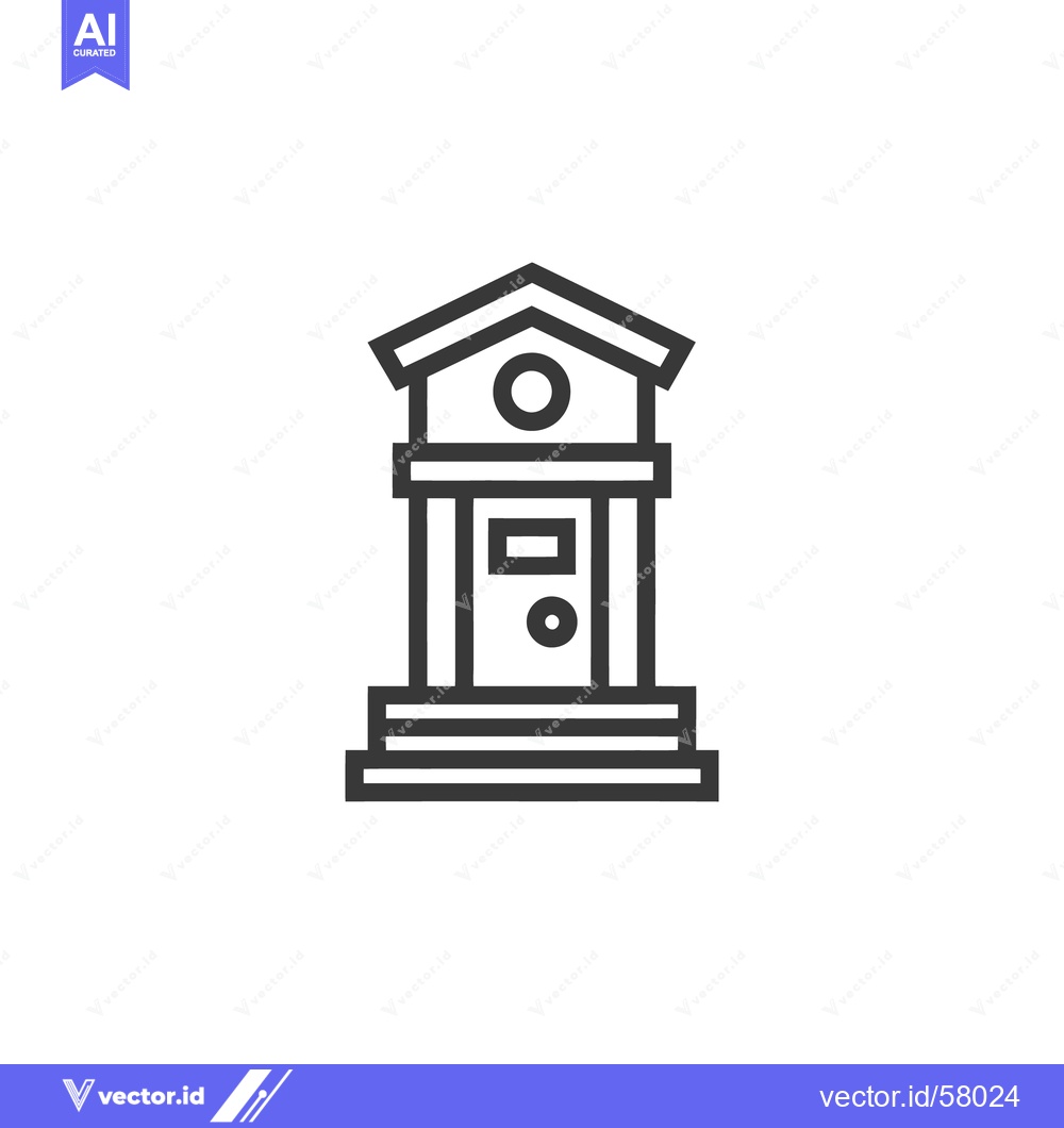 Premium Vector of Minimalist Bank Icon: Simple Line Art of a Classic Building Facade
